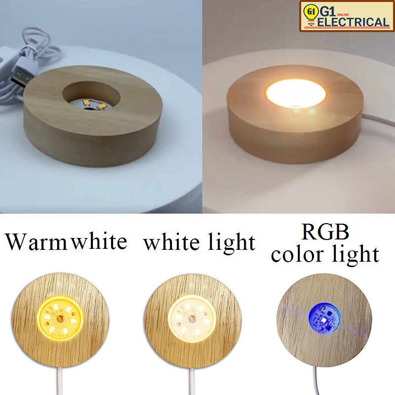 Diameter 8cm Round Wooden LED Night Light Base, Wooden LED Light