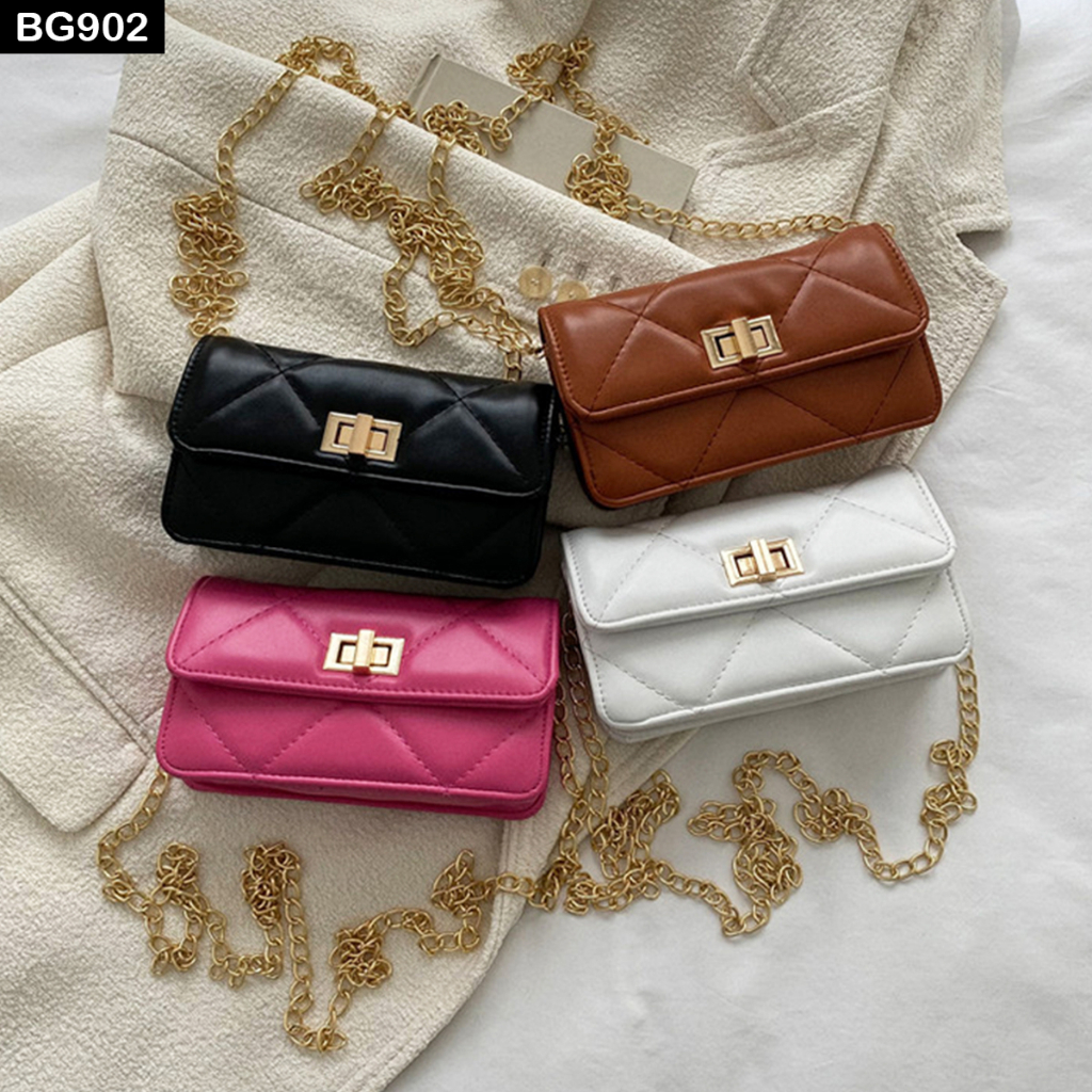 BBD Ladies Chain Bag Rhombic Style Embroidery Thread Small Square Lock ...