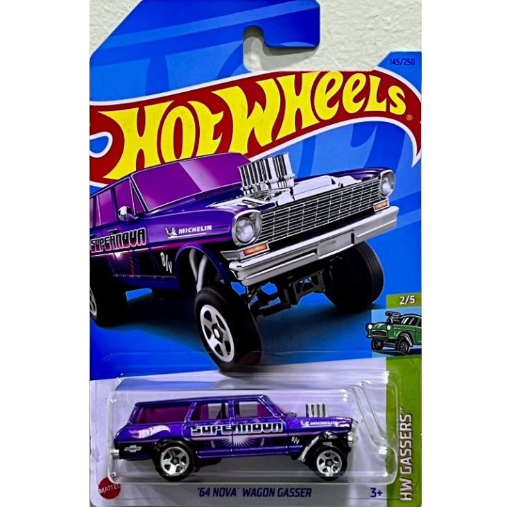 Hot Wheels Chevrolet '64 Nova Wagon Gasser 2021 - Boîte Non Ouverte - Échelle 1:64 - Bleu