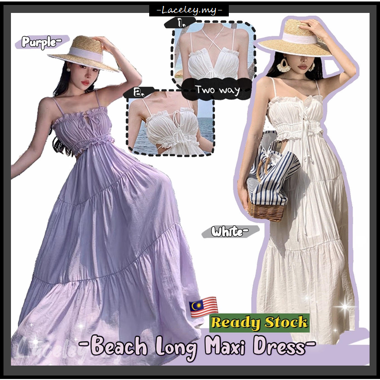 READY STOCK Holiday Beachwear Vacation Sexy Back Long Maxi Dress Bali Style Lady Fairy Spirit Dress L318 Shopee Malaysia