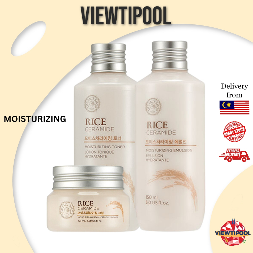 The Face Shop Rice Ceramide Moisture Toner & Emulsion 150ml & Cream