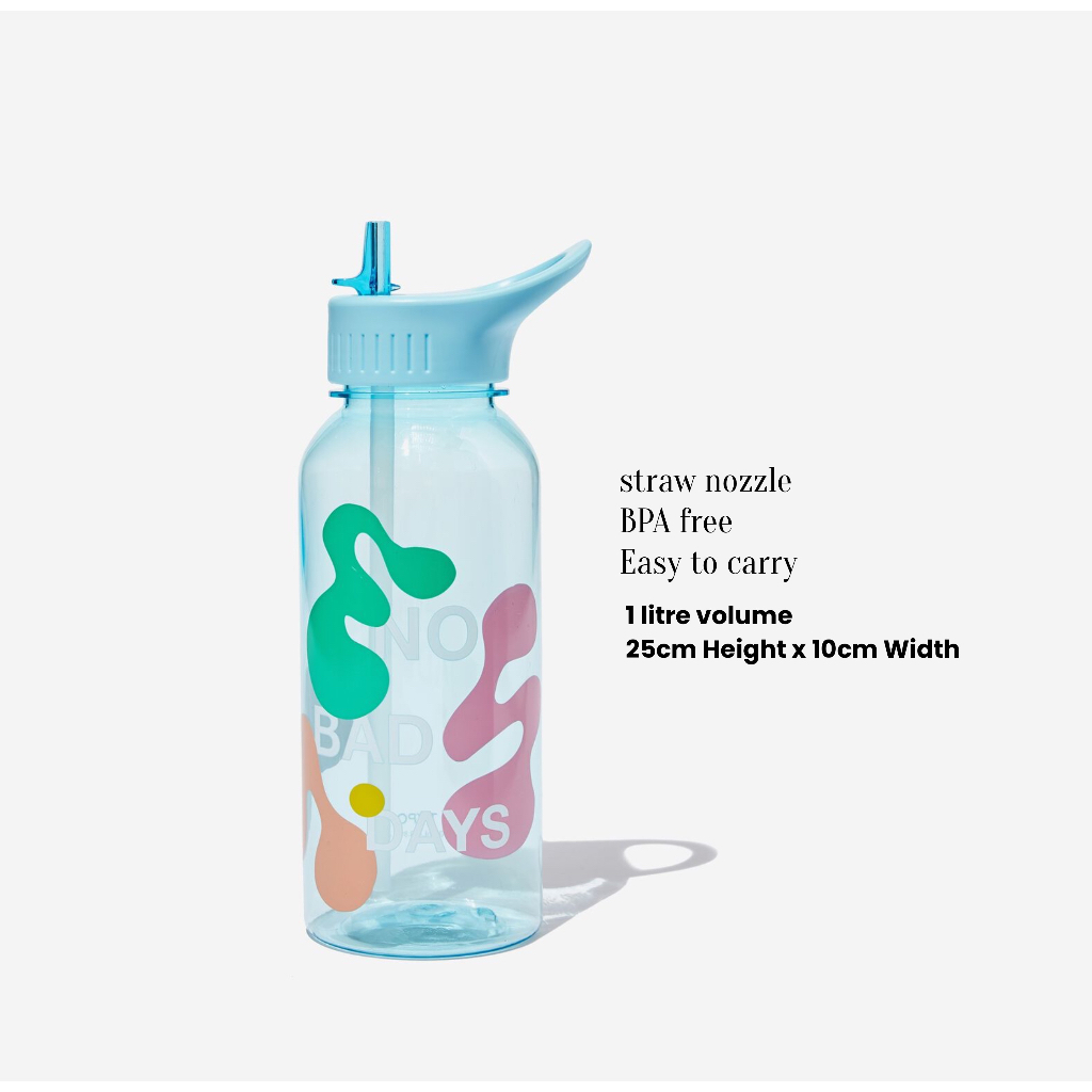 TYPO Bottle / Drink It Up Bottle 1 Litre / With Straw Sip-Top / 1L Drinking Bottle For Student