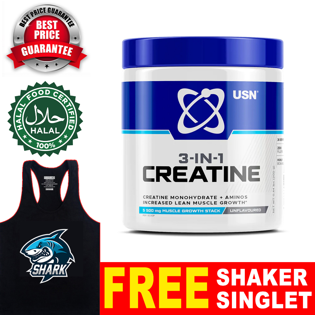 Usn Creatine Monohydrate 3 In 1 Supports Lean Muscle Growth Creatine Monohydrate And Aminos 200g 