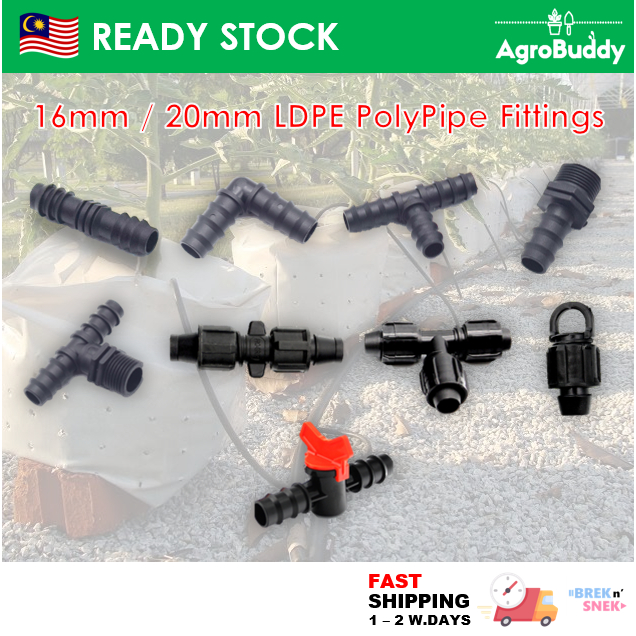 [1pcs] AgroBuddy LDPE 16mm / 20mm Irrigation Polypipe Fittings ...