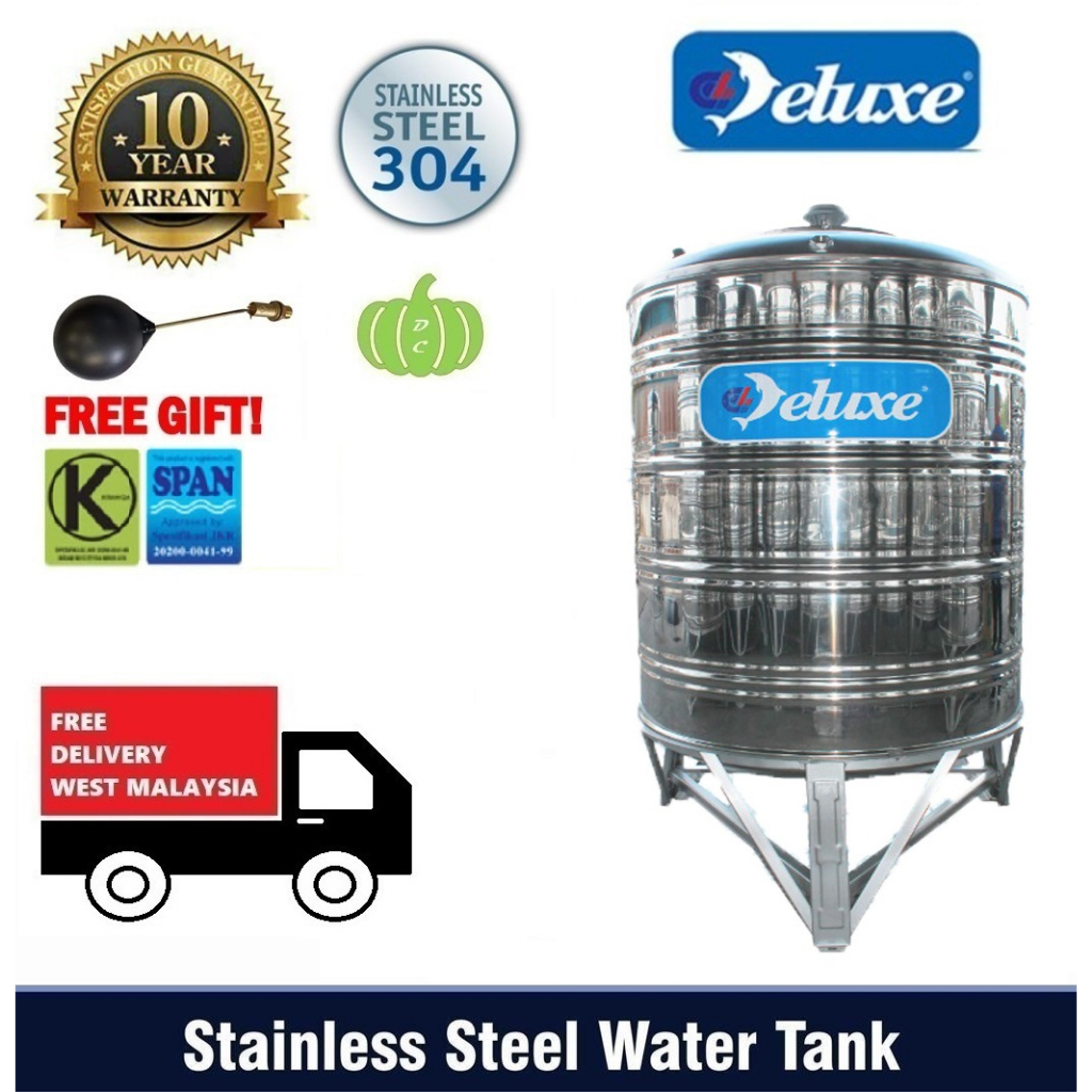 Deluxe 304 Stainless Steel Water Tank With Stand Round Bottom250 2000 Litres Shopee Malaysia 2093