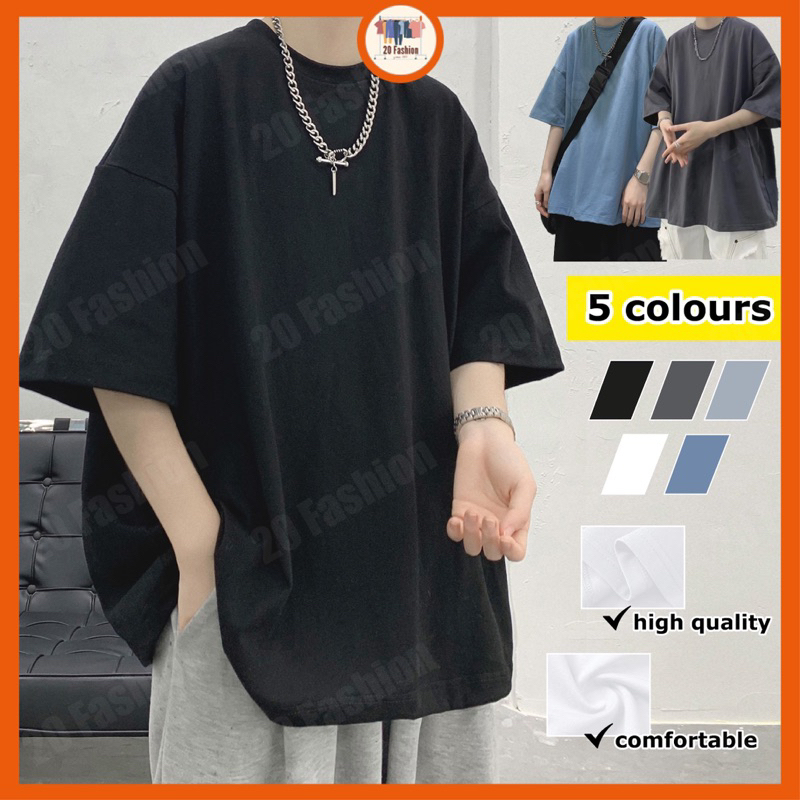 READY STOCK🇲🇾Men T-shirt Round Neck Oversized Half Sleeve Man Top Short ...