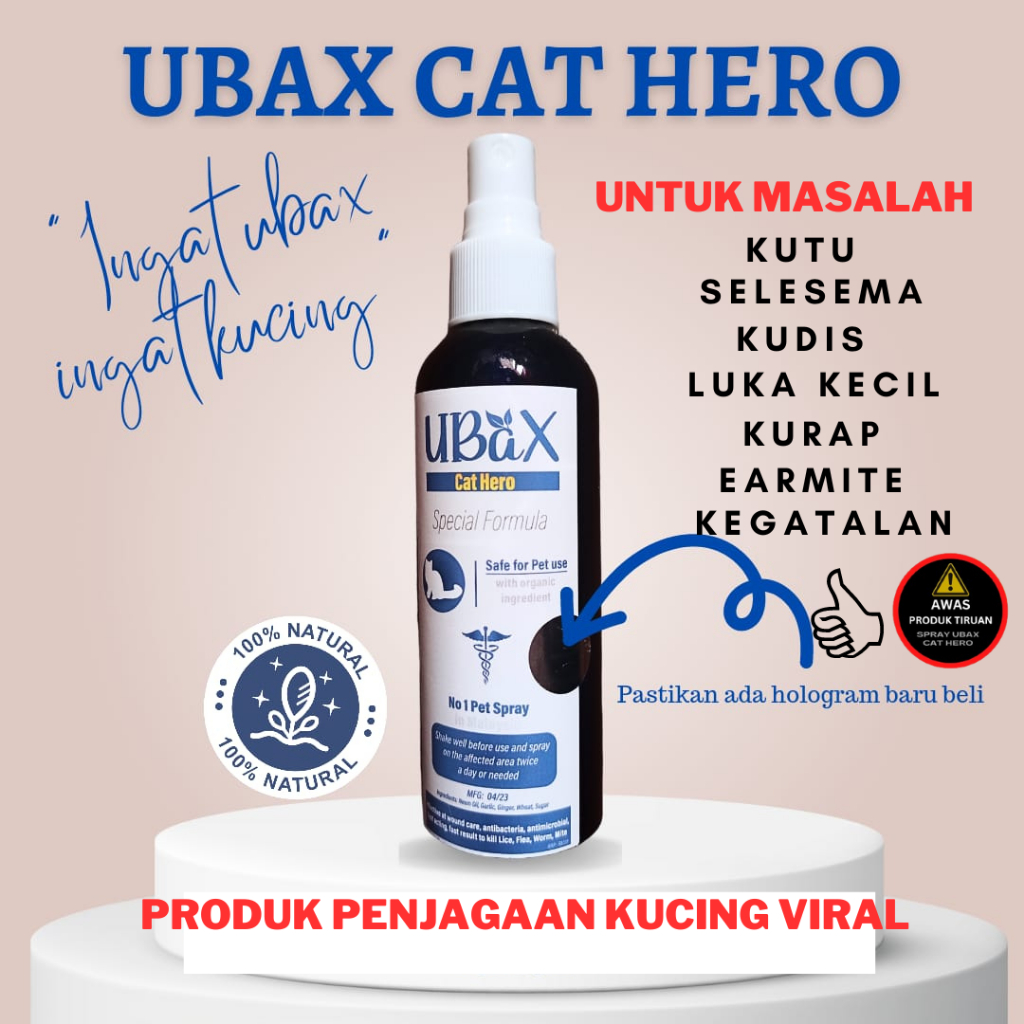 Spray Ubax Kucing Luka Fungus Hama Bulu Gugur Pet Cat and Dog Flea and Tick Control Insect
