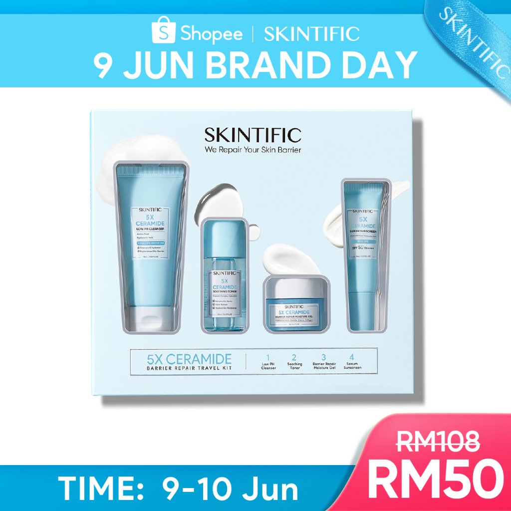 SKINTIFIC 5X Ceramide Travel Kit Skincare Paket Moisturizer + Cleanser ...