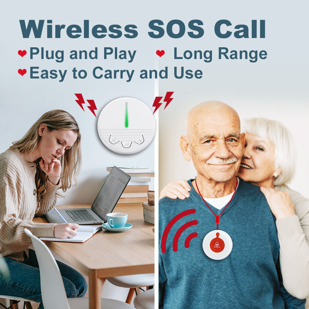 Wireless Caregiver Pager SOS Alert System Button for Home Elderly ...
