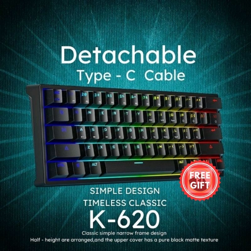 【Malaysia Stock】Leaven K620 Wired 61 key Mechanical Keyboard