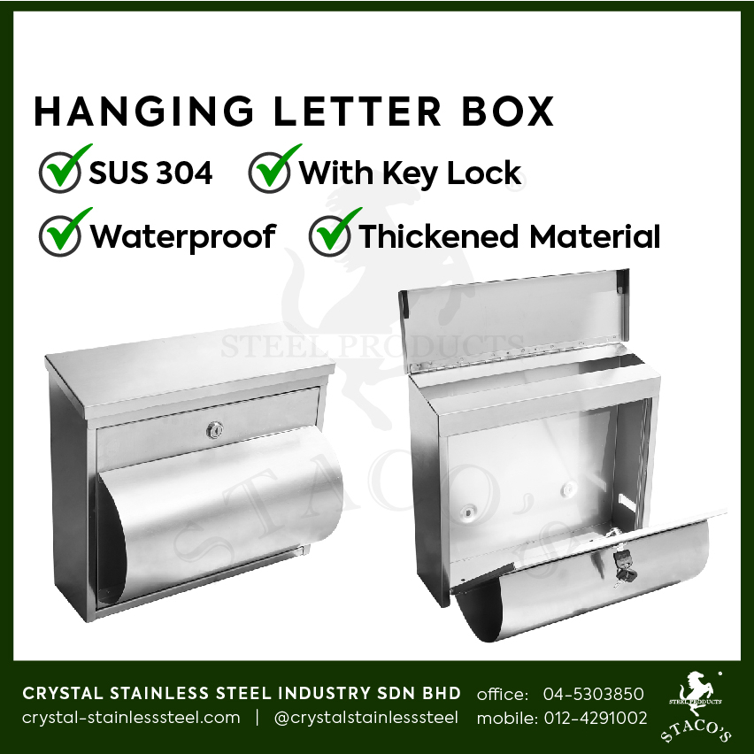 STACOS Stainless Steel 304 Letter Box Mailbox Outdoor Waterproof Key ...