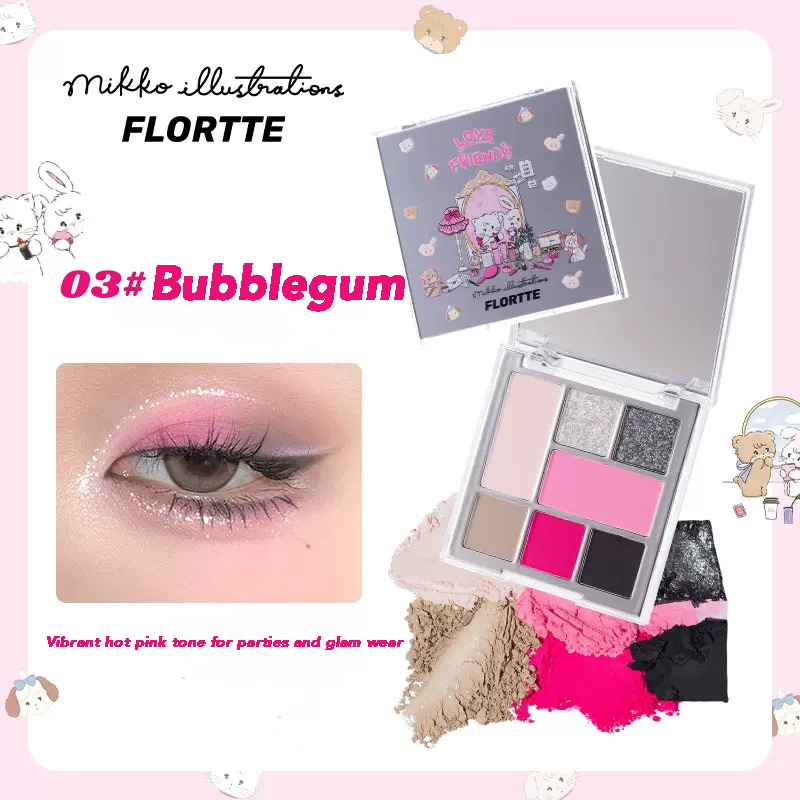 FLORTTE X MIKKO All In One Eyeshadow Palette 花洛莉亚X Mikko 联名款软软派对系列眼影综合盘|  Shopee Malaysia