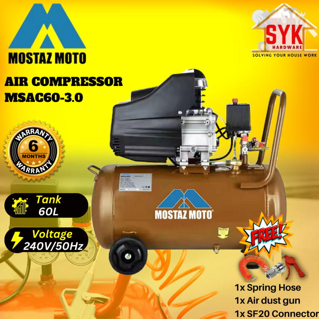 SYK Mostaz Moto MSAC603.0 Portable Air Compressor Nail Gun Compressor