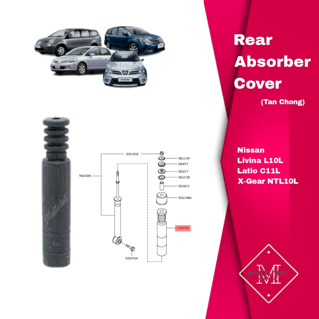 Rear Absorber cover boot (with bush) 55240-EE50A-AP (Tan Chong) LIVINA ...
