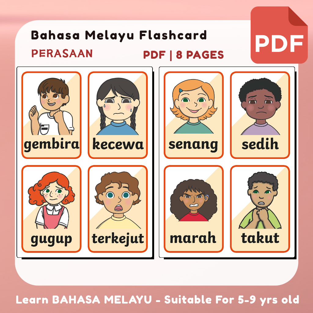 [PDF FILE] BAHASA MELAYU FLASHCARDS -- PERASAAN DAN KATA KERJA | Shopee ...