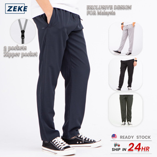 Straight Pants with 2 Zipper Pockets