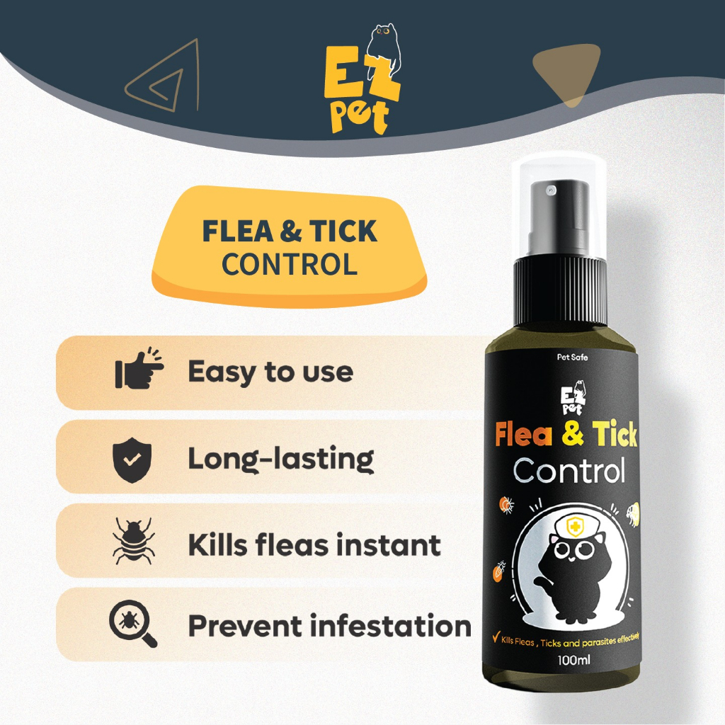 Image showcasing EZPET🐱 Pet Flea and Tick Control Spray (100 ml) for Cats and Dogs Kutu ...