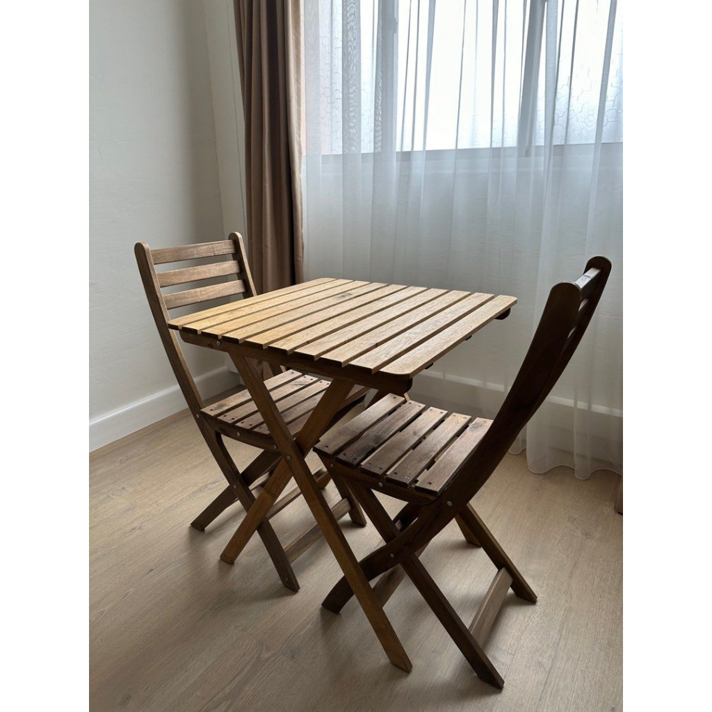 Oakland Living Indoor And Outdoor Foldable Wicker Balcony Table With Metal Frame And Adjustable Clamps Brown