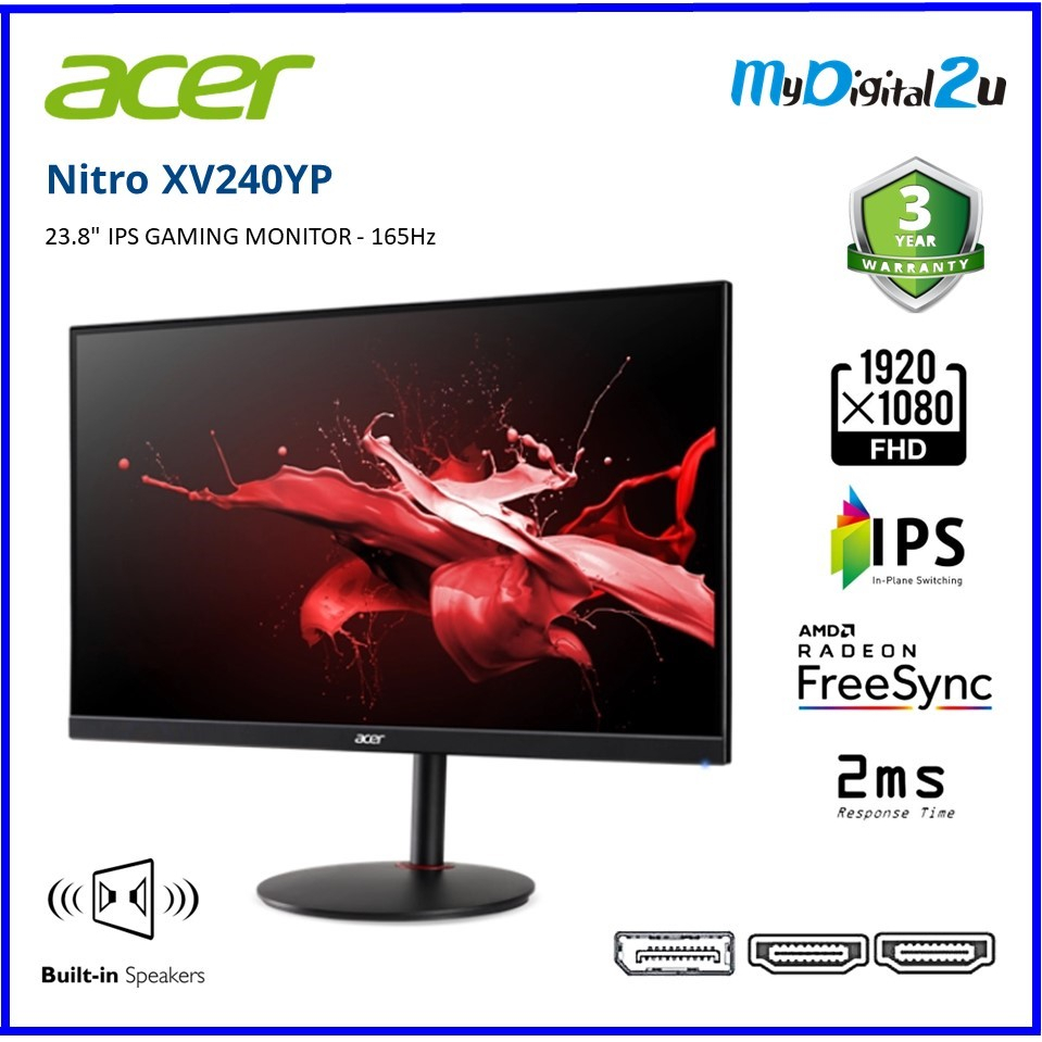 Acer Nitro XV240YP 23.8" FHD IPS Gaming Monitor (HDMI ,Display Port, 3