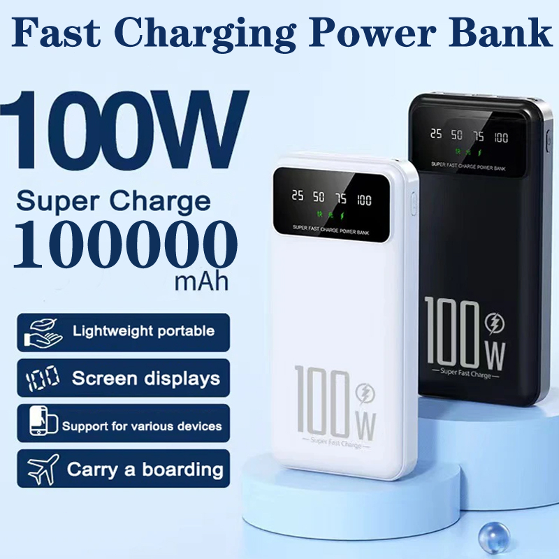 Power Bank Solaire 50000 MAh - Charge Rapide, étanche - Avec Lampe LED - Pour Téléphone, Tablette, Camping