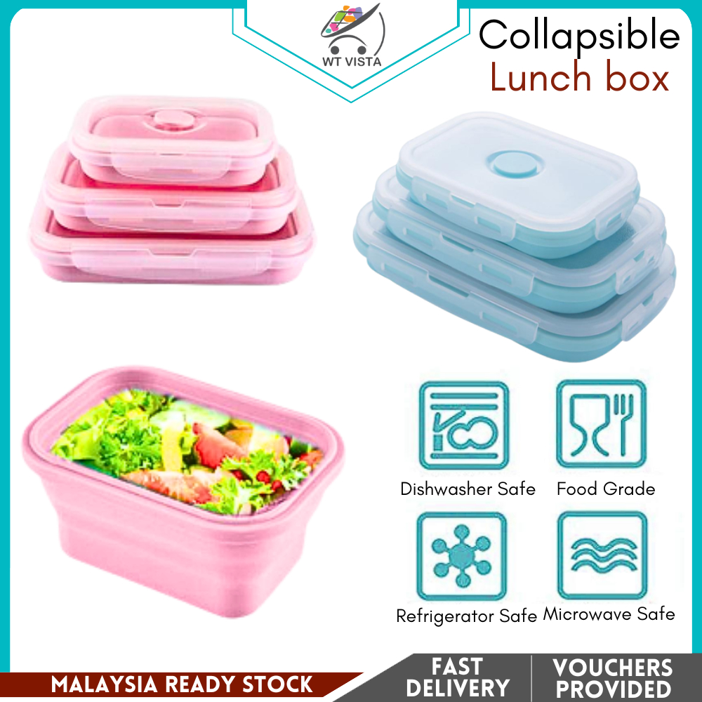 Lunch Box Collapsible Containers 3 In 1 Food Grade Silicone Collapsible