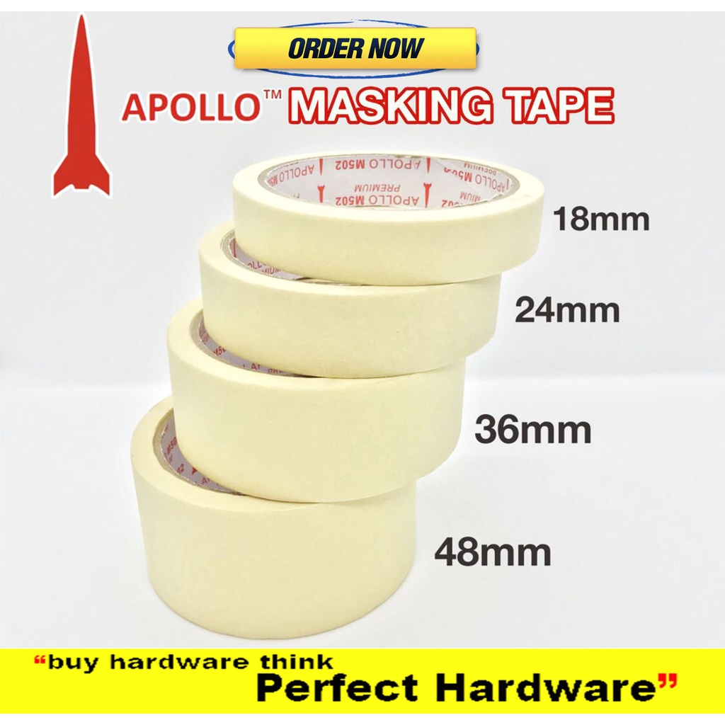 APOLLO M502 PREMIUM HIGH TEMPERATURE MASKING TAPE-18 YARD 18MM,24MM ...