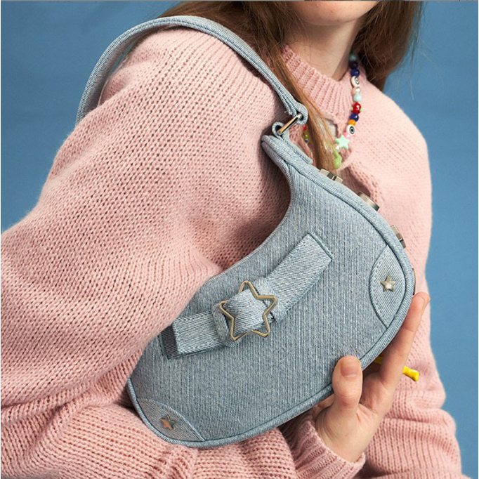 Y2K “Baby Girl” Denim Buckle Bag