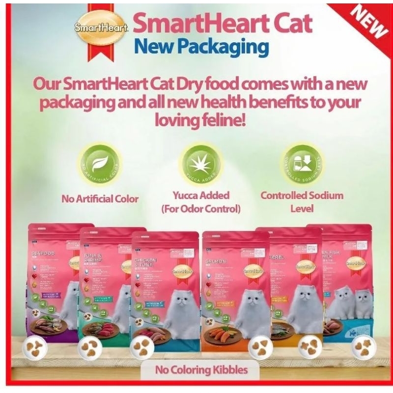 [Ready Stock] Smartheart Cat Food 3kg Makanan Kucing No Colouring