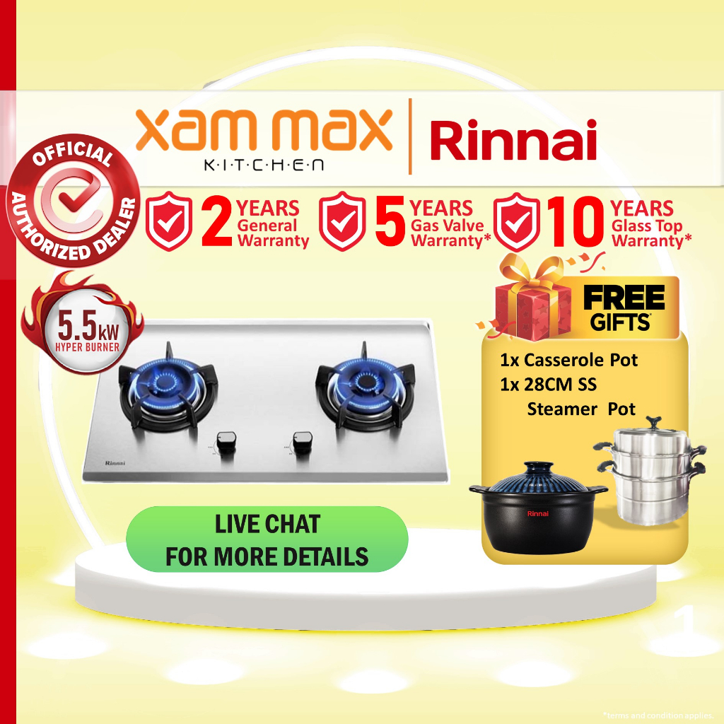 Rinnai RB72S Hyper 2 Burner 5.5kW Stainless Steel Top Gas Cooker Gas Stove  Built-In Cooker Hob RB-72S Gas Hob / 煤气炉 | Shopee Malaysia