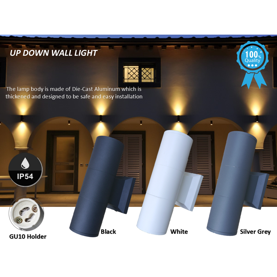 UP & DOWN WALL LAMP IP54 Weatherproof GU10 HOLDER (OUTDOOR / INDOOR USE ...