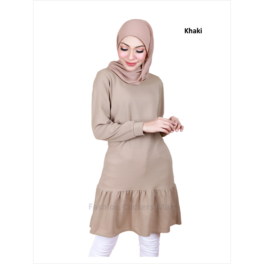 FC Mart - Muslimah Blouse / Baju Blouse Labuh / Long Sleeve Top / Blause Lengan Panjang Wanita / Baju Perempuan Style