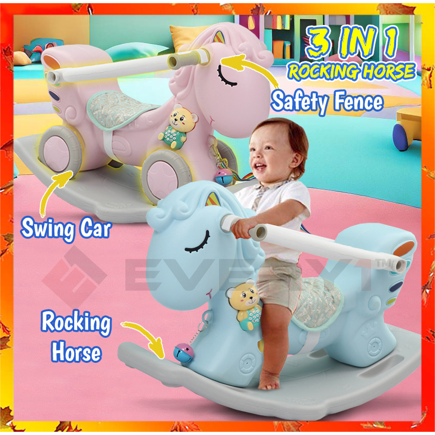 GOOGOO BIRD 3 in 1 Rocking Horse with Wheel and Music Device Ride-on ...