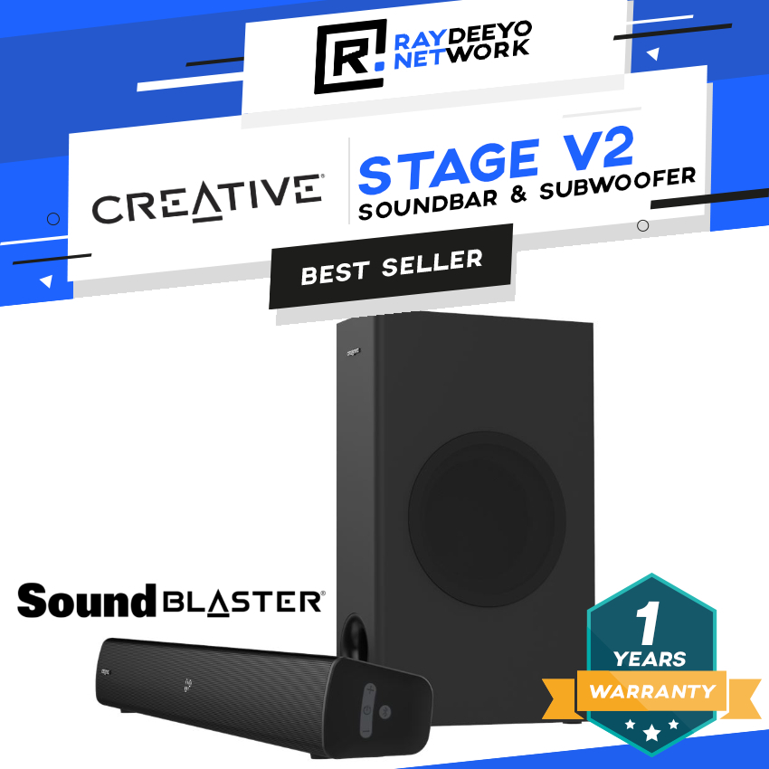 Creative Stage V2 Soundbar with Subwoofer [Powered By