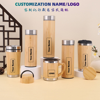 Bamboo Thermos Cup Double Layer Inner Stainless Steel 304