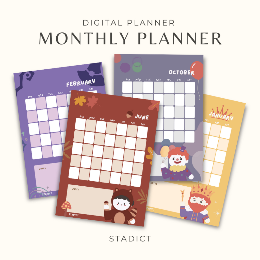 Cute Undated Monthly Planner | Digital Planner | Goodnotes Notability ...