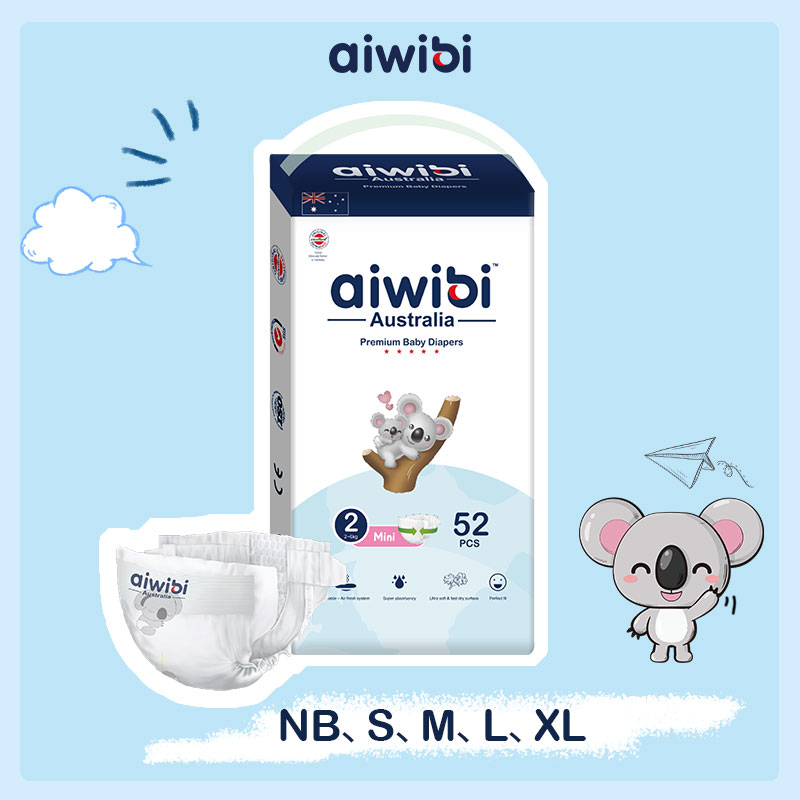 Aiwibi Premium Natural Diapers Tape Pants - NB22/S52/M48/L44/XL40 (1 ...