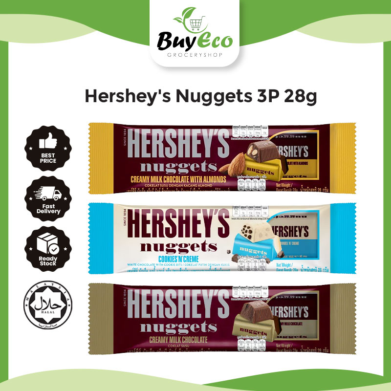 Hershey's Nuggets 3P 28g - Milk Chocolate / Milk with Almond / Cookies ...