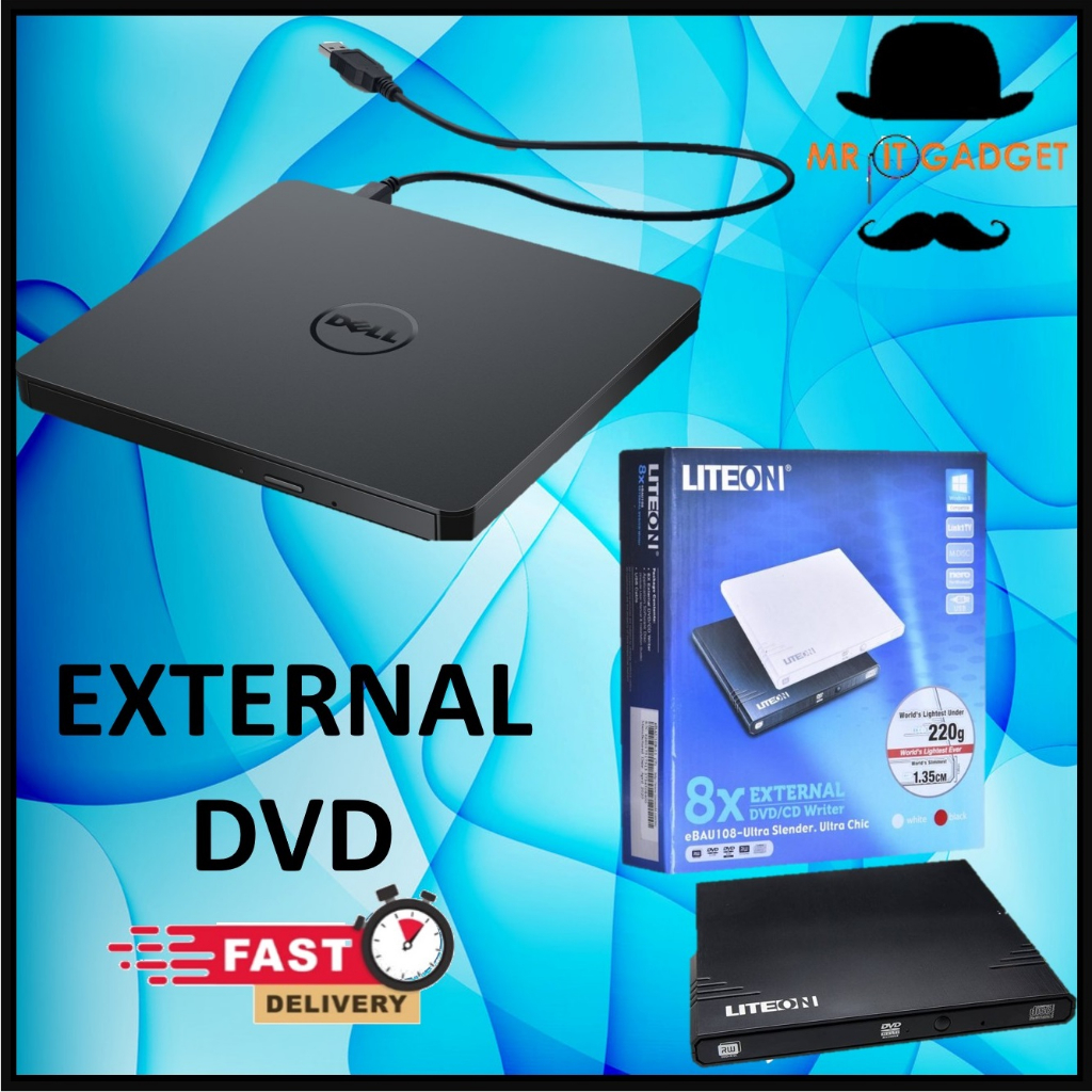 Dell / Liteon USB External DVD Combo CDRW Burner Drive For Mac