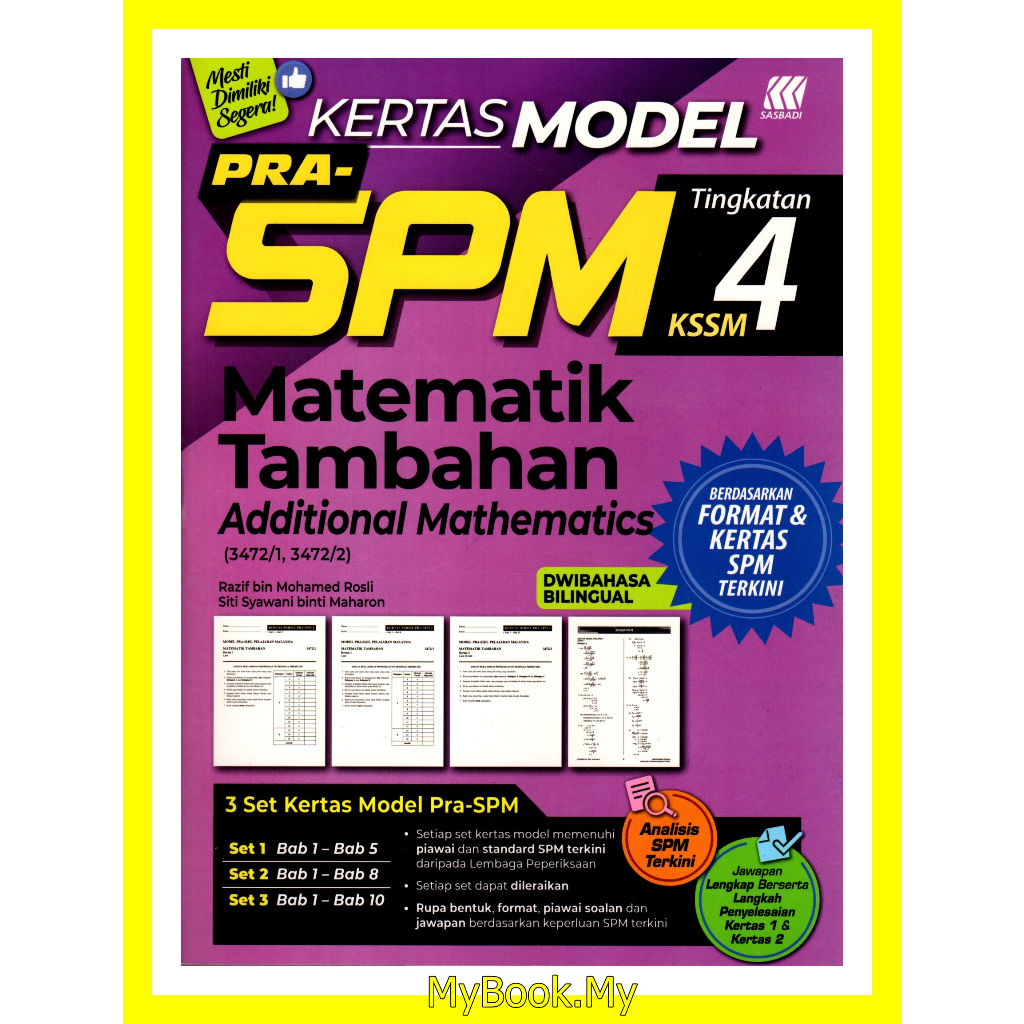 *BARU* MyB Buku Latihan : Kertas Model Tingkatan 4 - Matematik Tambahan ...