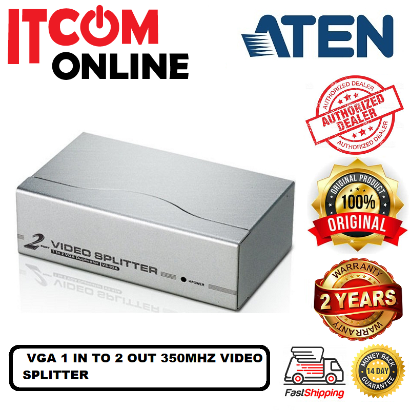 Splitter VGA Aten VS92A - 2 Sorties 350MHz, Compatible Hautes Résolutions