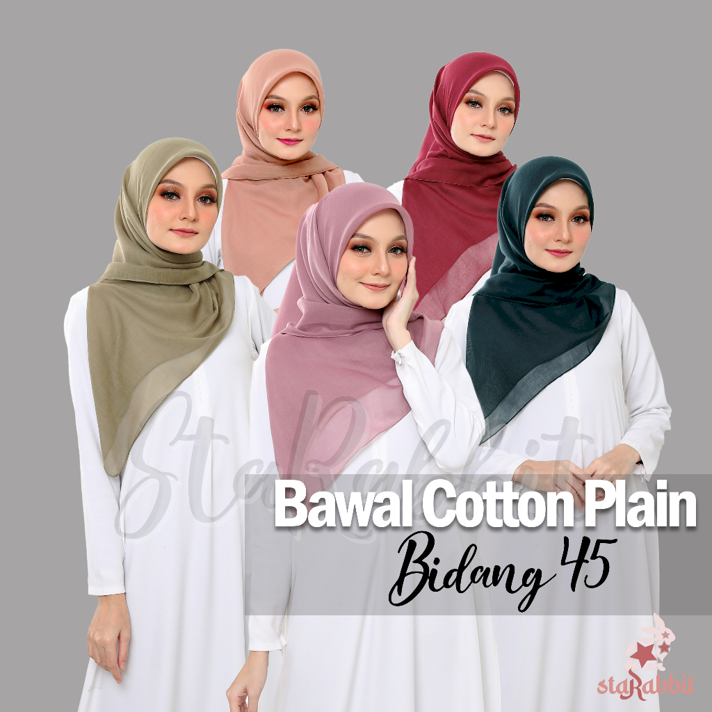 Tudung Bawal Cotton Bidang 45 NEW COLOUR Bucu Tajam Square Hijab ...