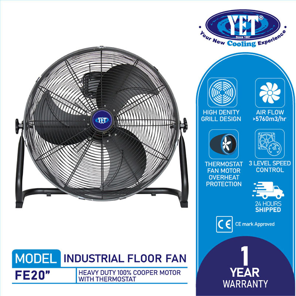 Yet FE20 20G Auto Swing Heavy Duty Powerful Industrial Floor Fan ...