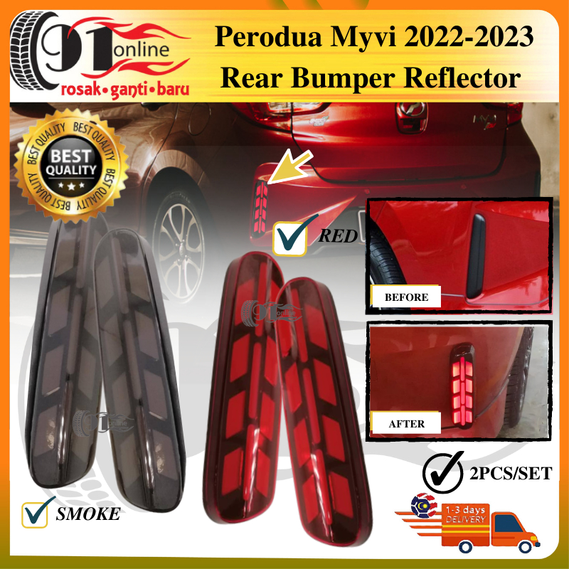 Perodua Myvi 2022-2023 Rear Bumper reflector new version Red/Smoke Rear ...