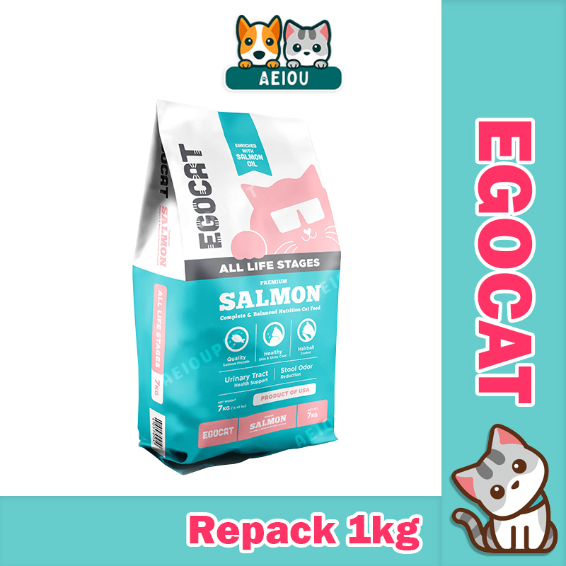 AEIOU😺 Egocat Salmon Premium 1kg Repack Cat Dry Food Makanan Kucing ...