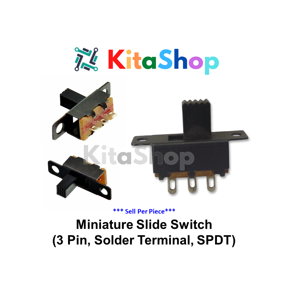 Miniature Slide / Slider Switch (3 Pin, Solder Terminal, SPDT, Fixed ...