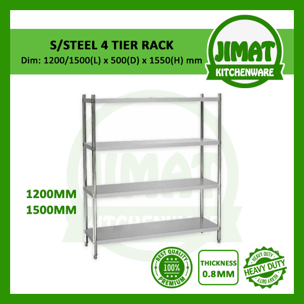 4FT/5FT 4-Tier Solid Rack / Multipurpose Kitchen Storage Rack / Rak ...