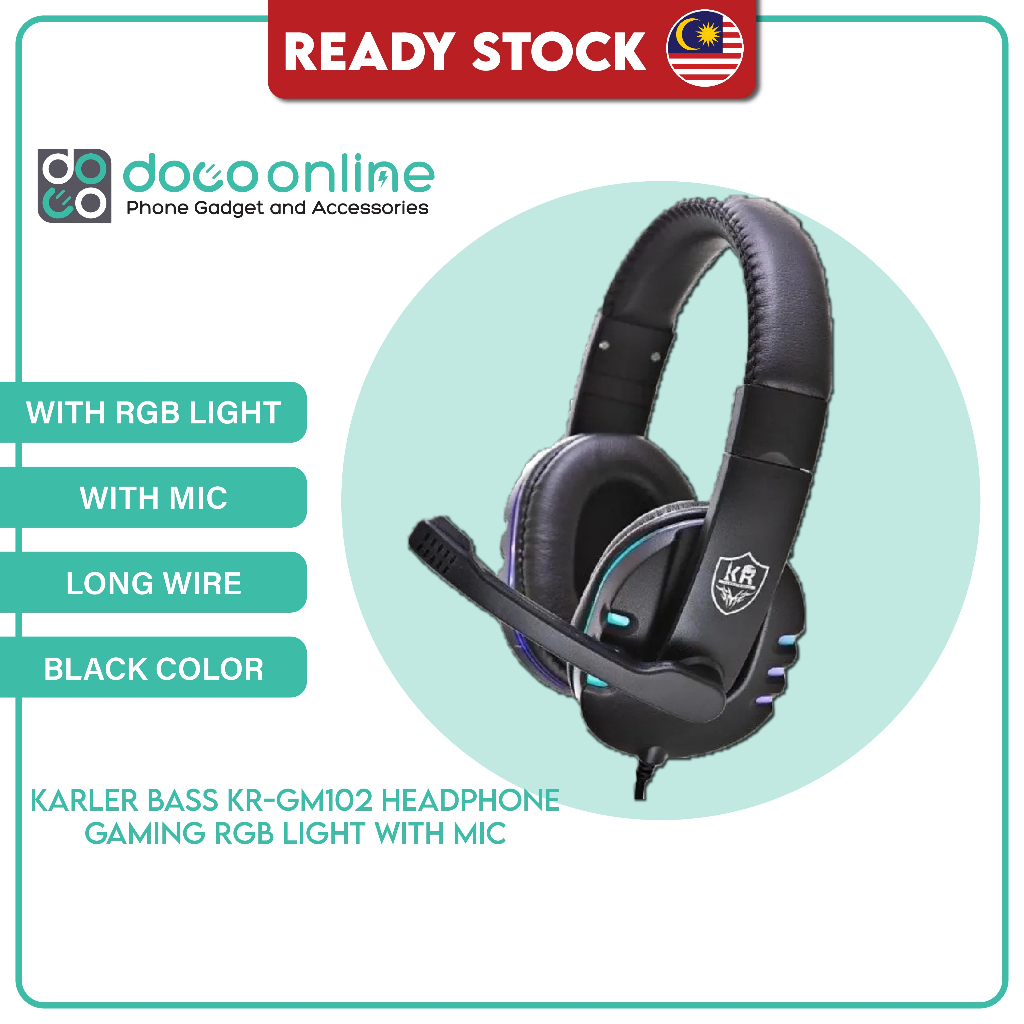 Karler Bass KR GM102 Headphone Gaming RGB Light Headphone with Mic