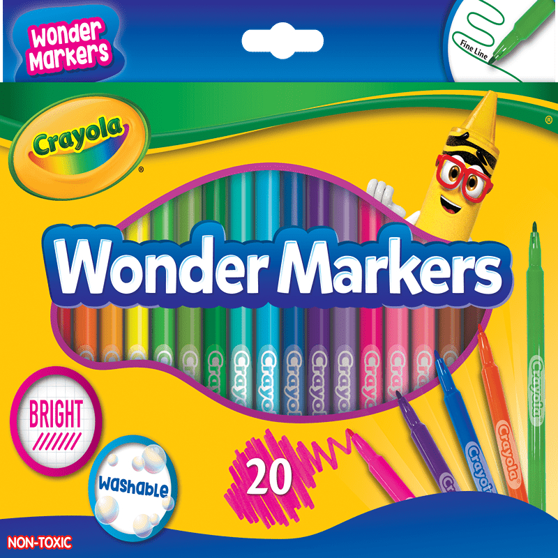 Crayola Set 20 Pcs Colors Wonder Markers, Bright and Washable For Ages