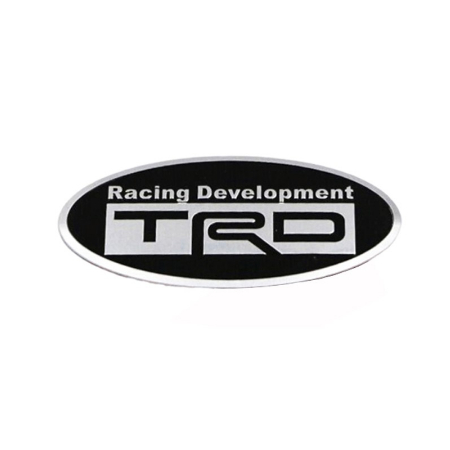 TRD 3D Black Silver Chrome Oval Toyota Racing Development Metal Emblem ...