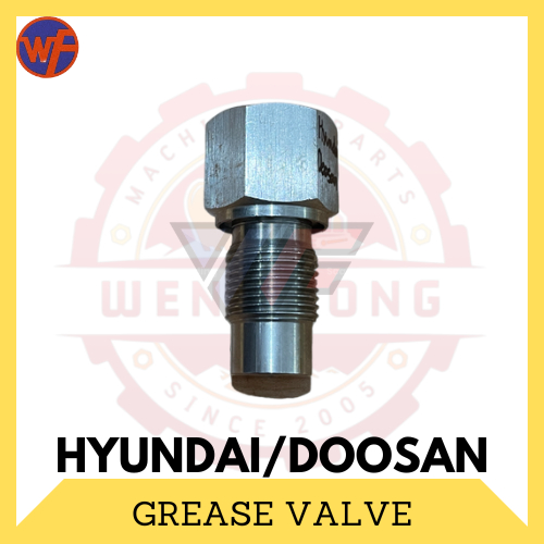 HYUNDAI / DOOSAN EXCAVATOR TRACK ADJUSTER GREASE VALVE (STAINLESS STEEL
